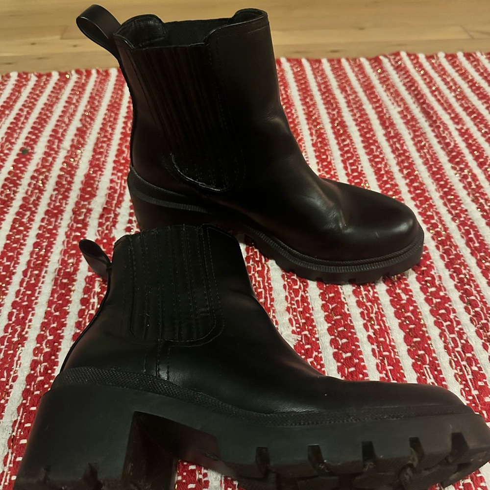 Black Leather Ankle Boots